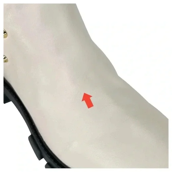 Michael Kors Ridley Cream Leather Studded Womens Ankle Boots Size 9.5M NWOB - Picture 9 of 15